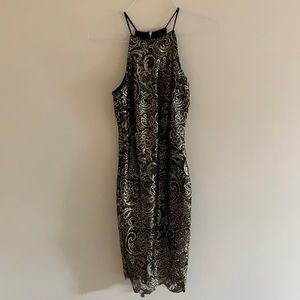 Black and gold lace dress